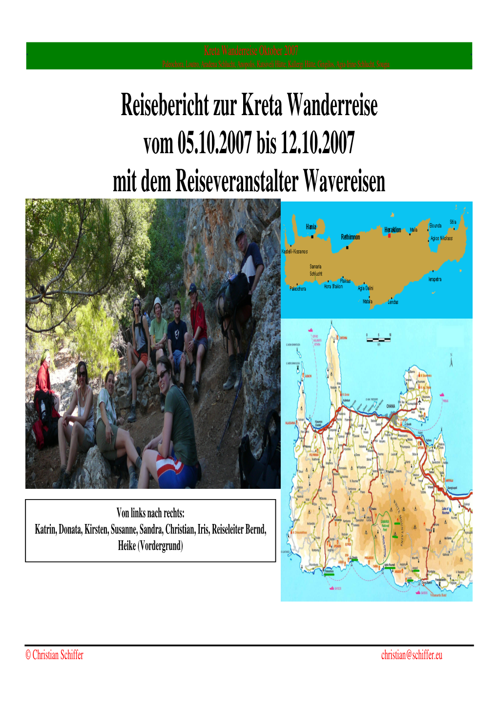 Reisebericht Zur Kreta Wanderreise Vom 05.10.2007 Bis 12.10.2007 Mit Dem Reiseveranstalter Wavereisen