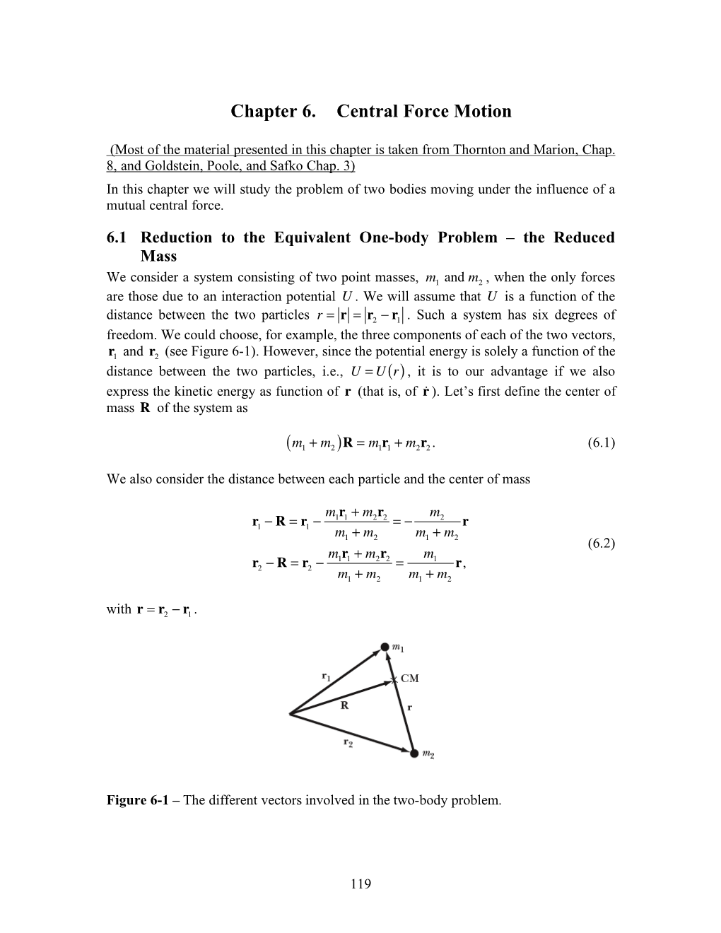 Chapter 6. Central Force Motion