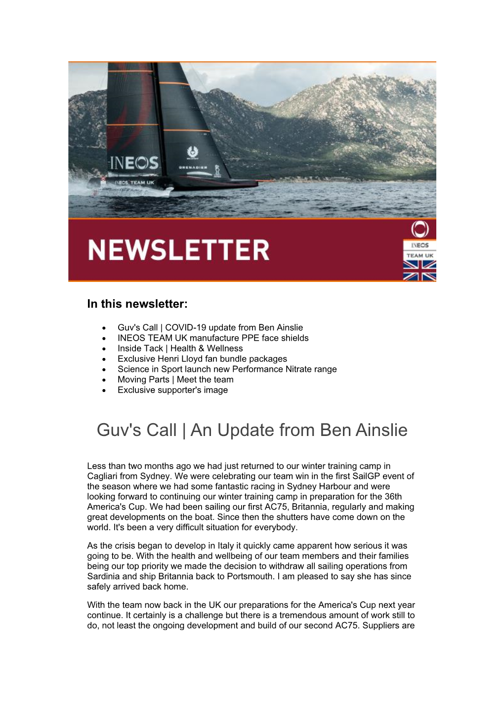 Guv's Call | an Update from Ben Ainslie
