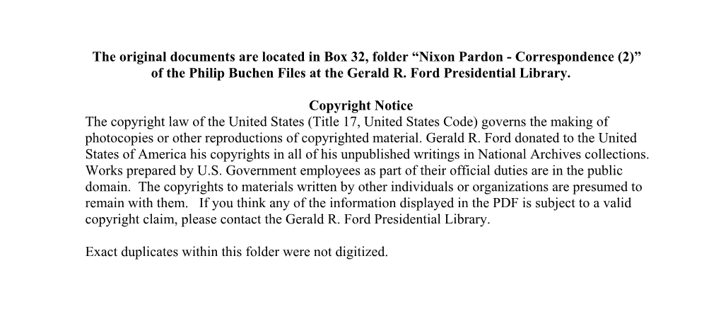 Nixon Pardon - Correspondence (2)” of the Philip Buchen Files at the Gerald R