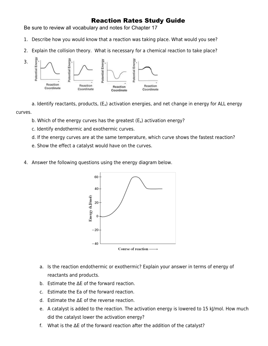 Ch 19: Reaction Rates & Equilibrium Study Guide KEY