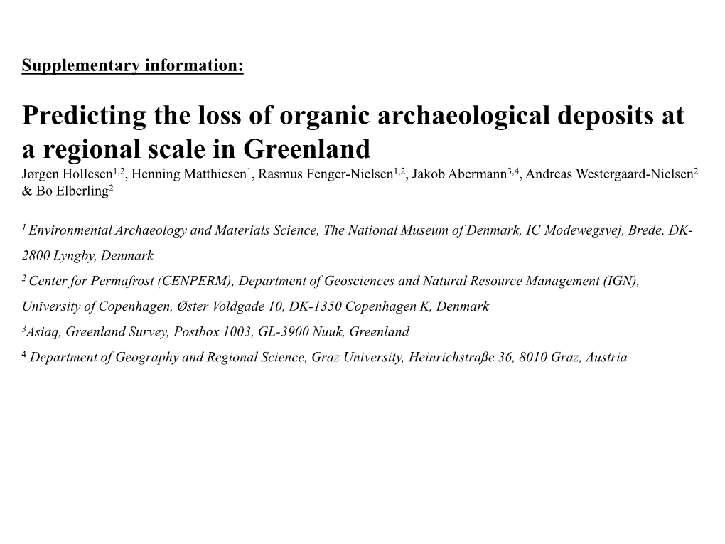 Predicting the Loss of Organic Archaeological Deposits at A