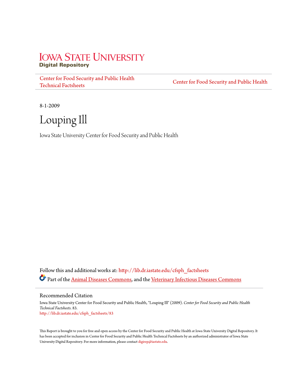 Louping Ill Iowa State University Center for Food Security and Public Health