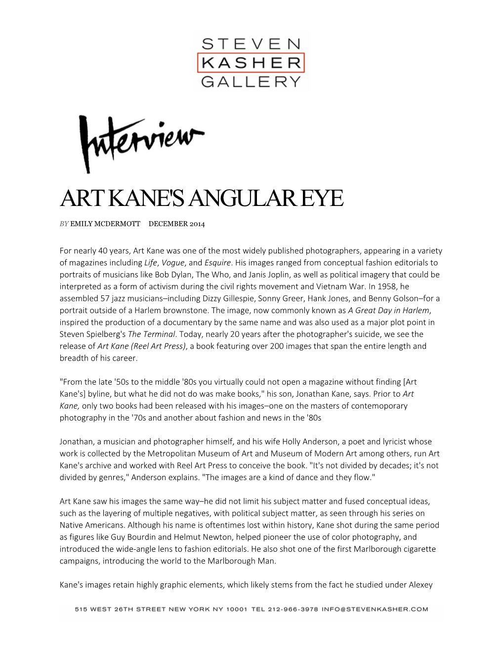 Art Kane's Angular Eye