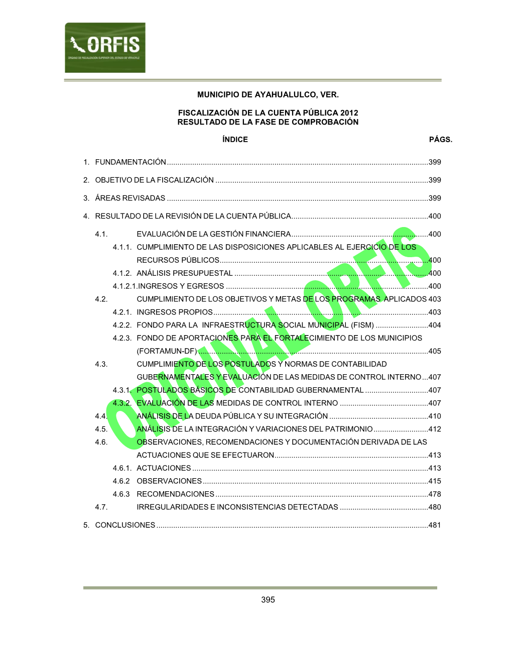 395 Municipio De Ayahualulco, Ver. Fiscalización De La Cuenta Pública 2012 Resultado De La Fase De Comprobación