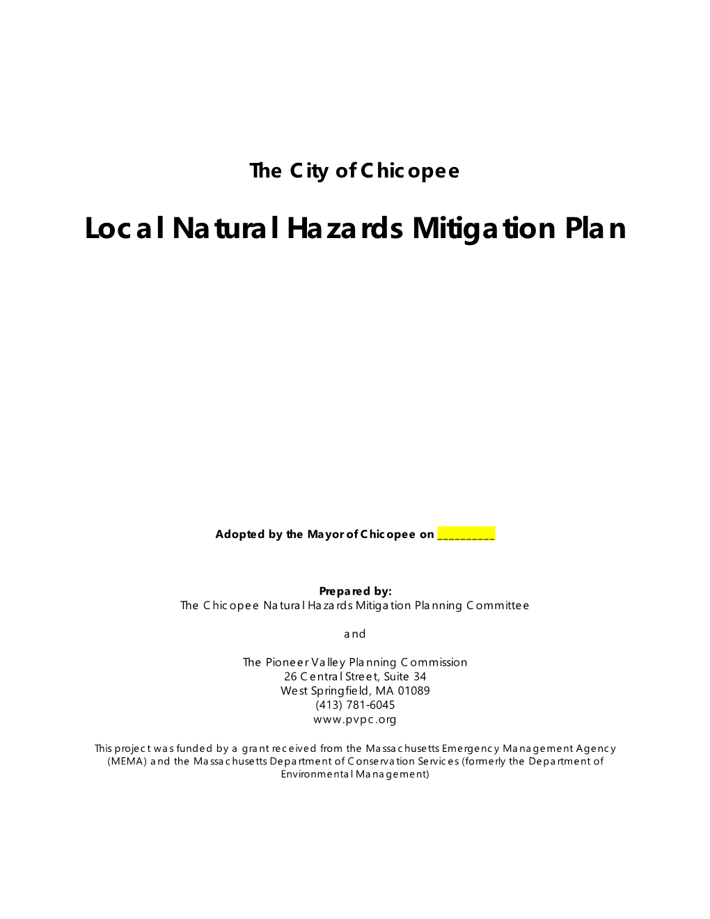 Local Natural Hazards Mitigation Plan