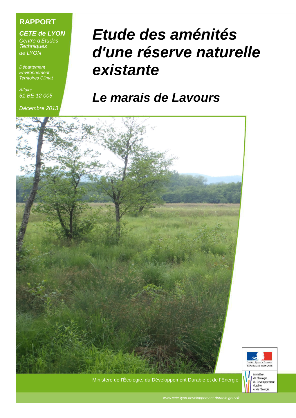 Etude Des Aménités D'une Réserve Naturelle Existante Le Marais De Lavours Rapport Décembre 2013