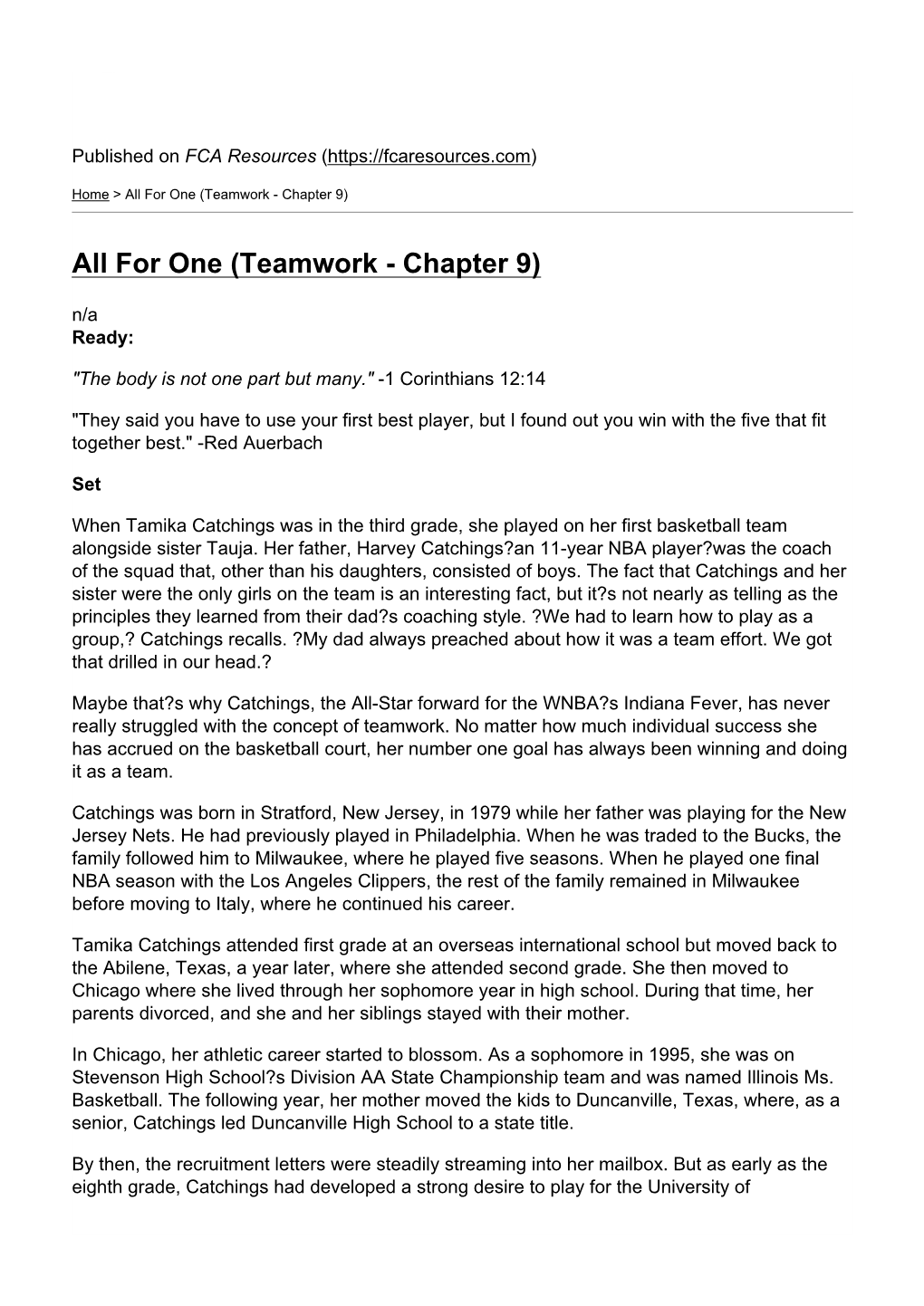 All for One (Teamwork - Chapter 9)