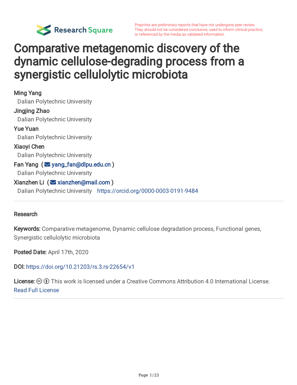 Comparative Metagenomic Discovery of the Dynamic Cellulose-Degrading Process from a Synergistic Cellulolytic Microbiota
