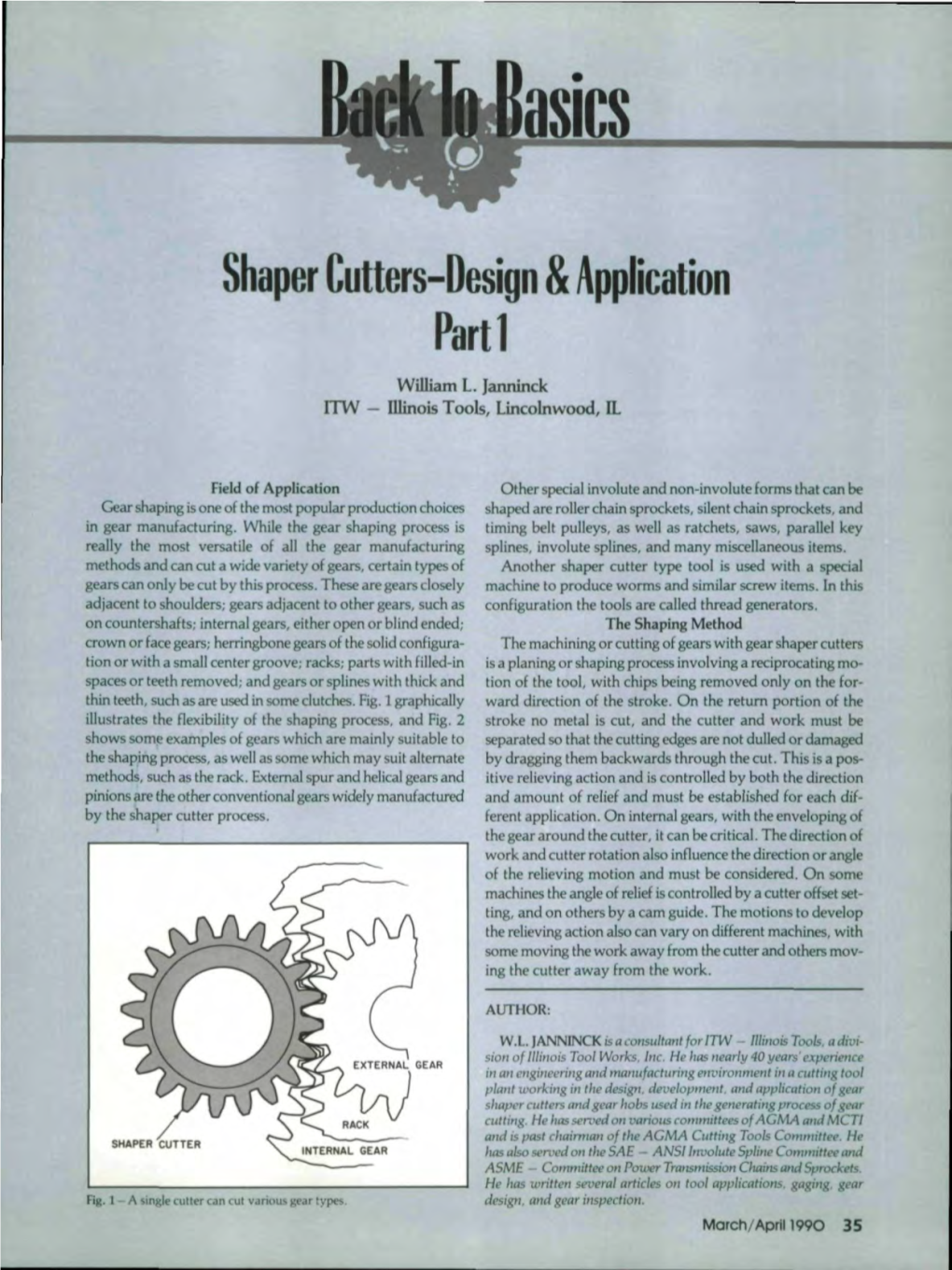 Shaper Cutters—Design & Application Part I