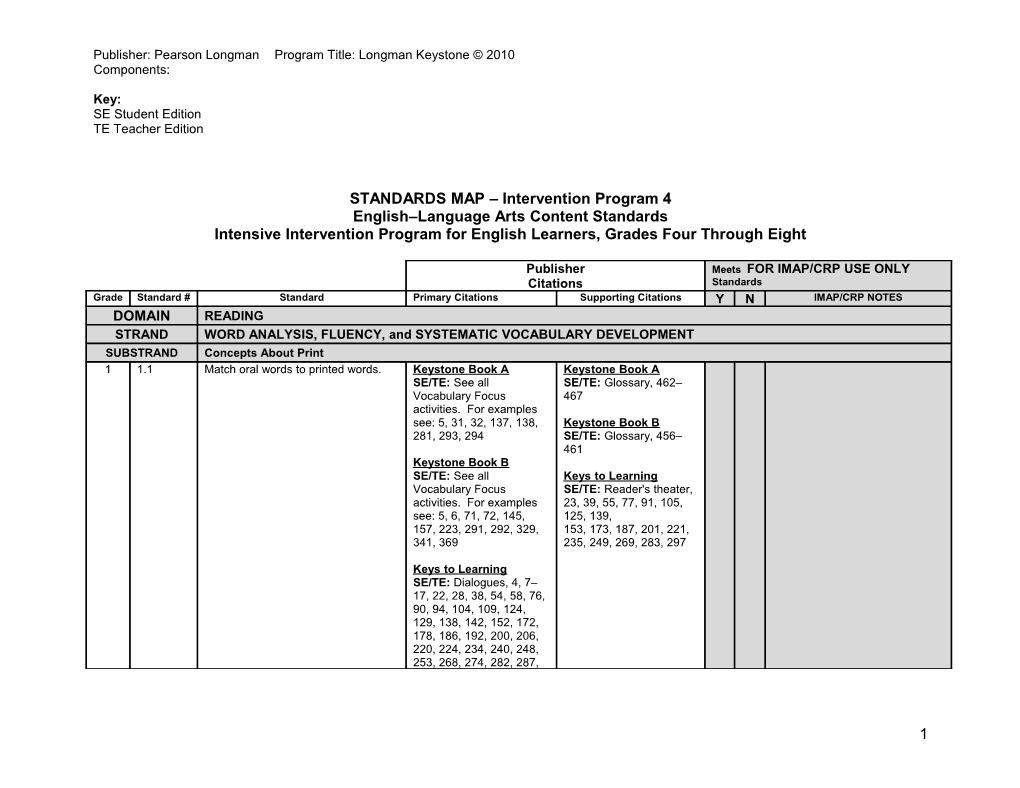 STANDARDS MAP Intervention Program 5