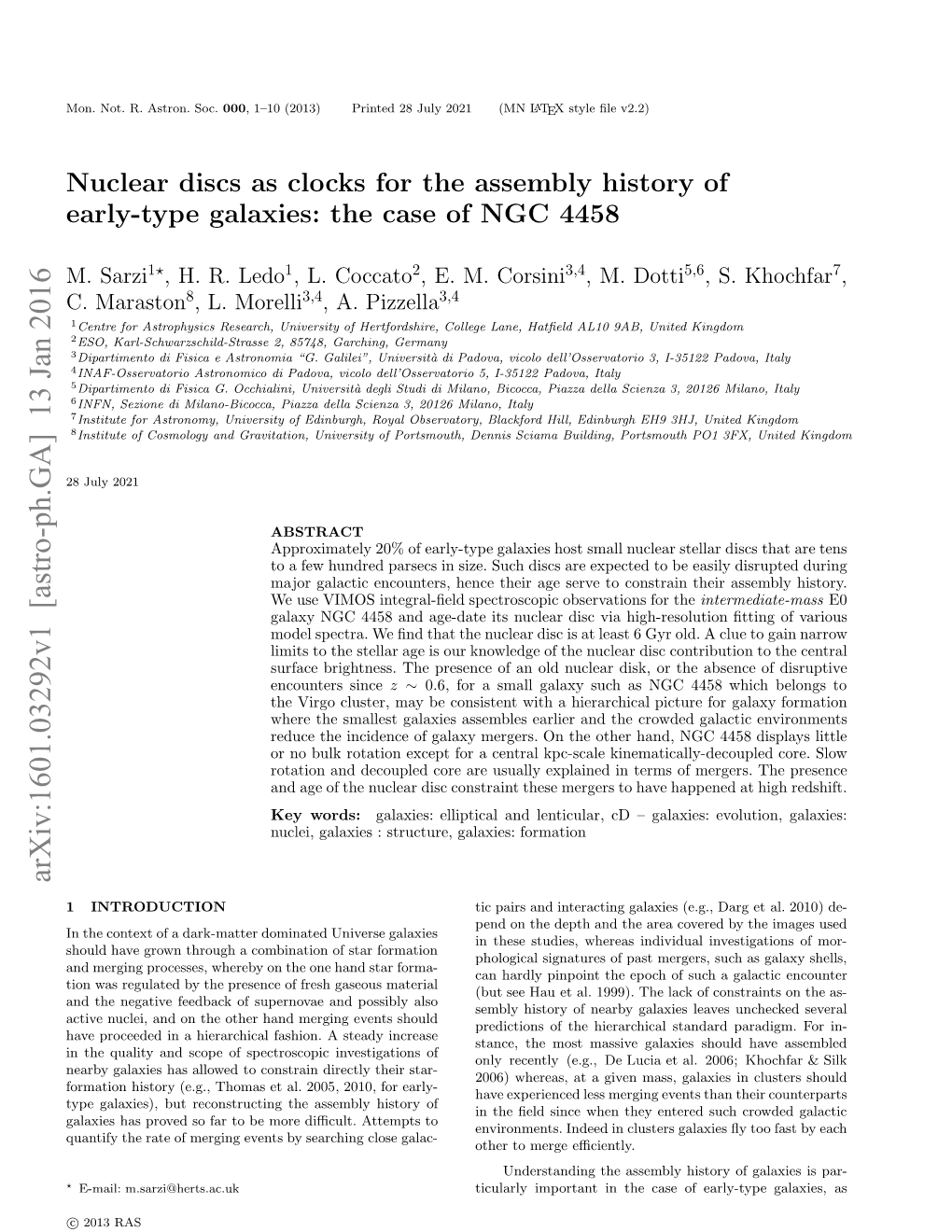 Nuclear Discs As Clocks for the Assembly History of Early-Type