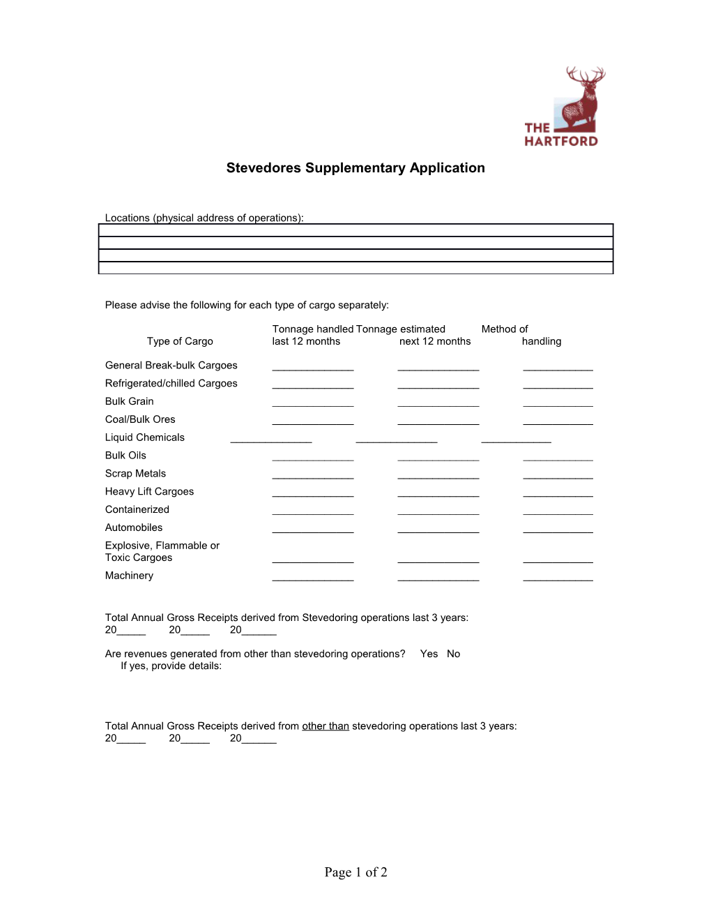 Stevedores Supplementary Application