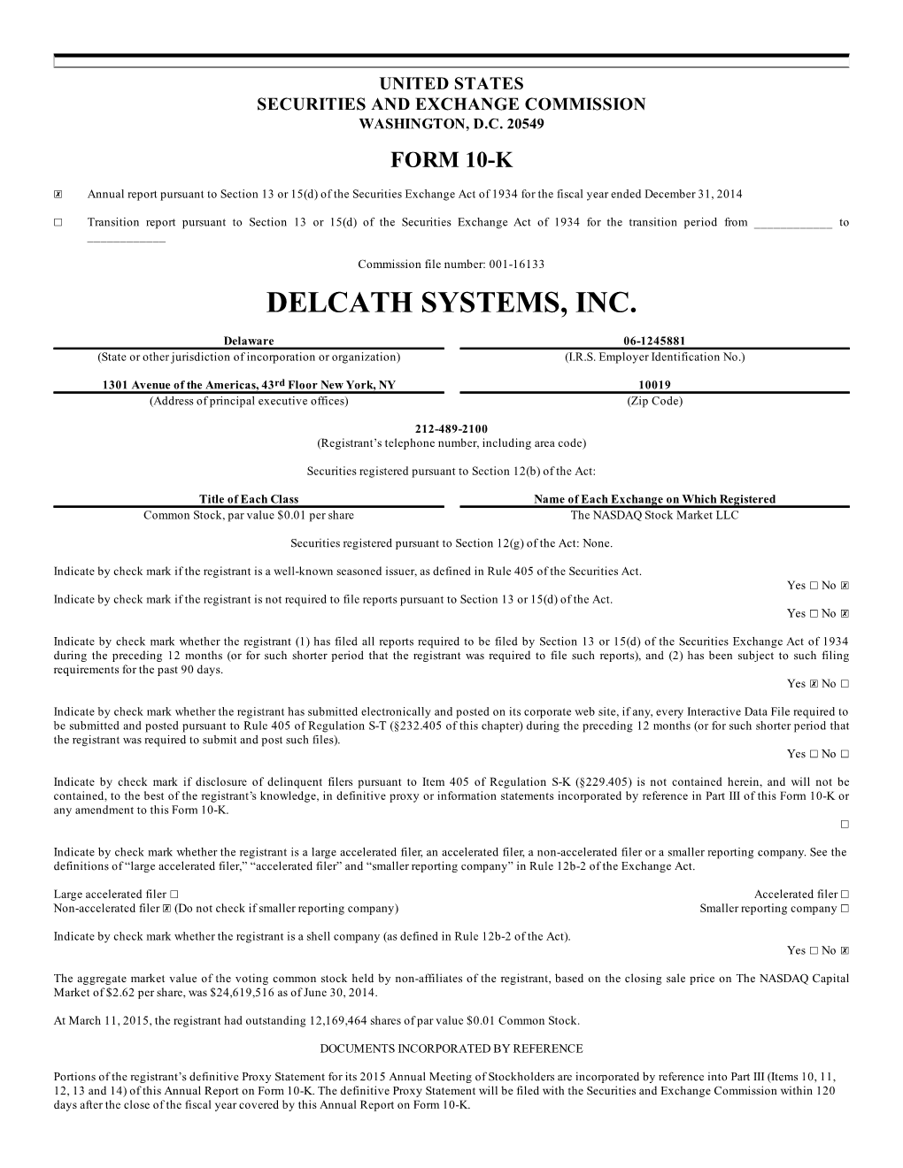 Delcath Systems, Inc
