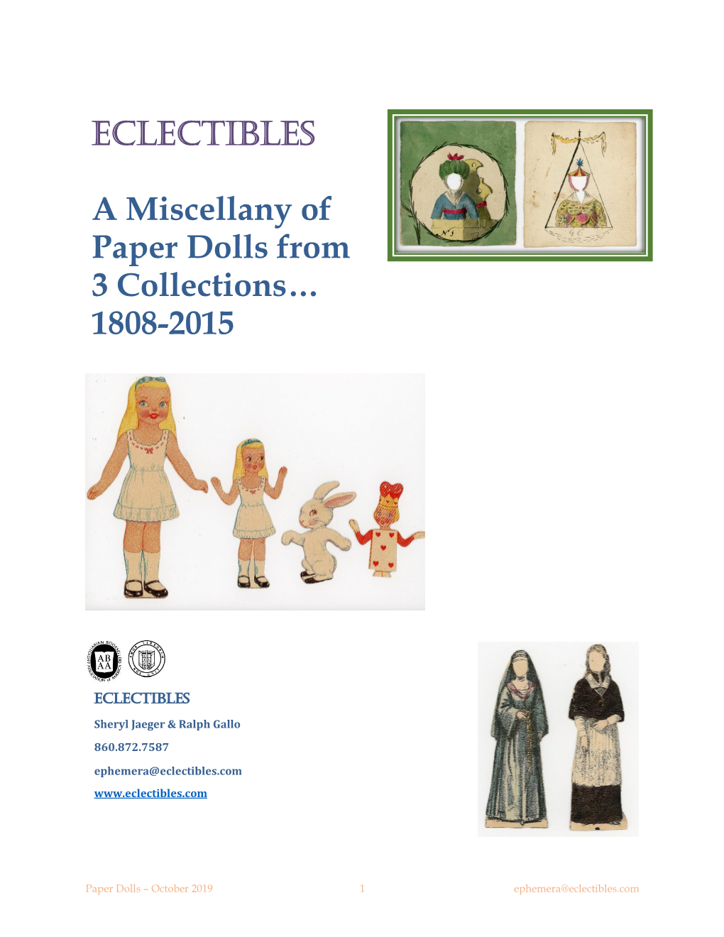 ECLECTIBLES a Miscellany of Paper Dolls from 3 Collections… 1808-2015