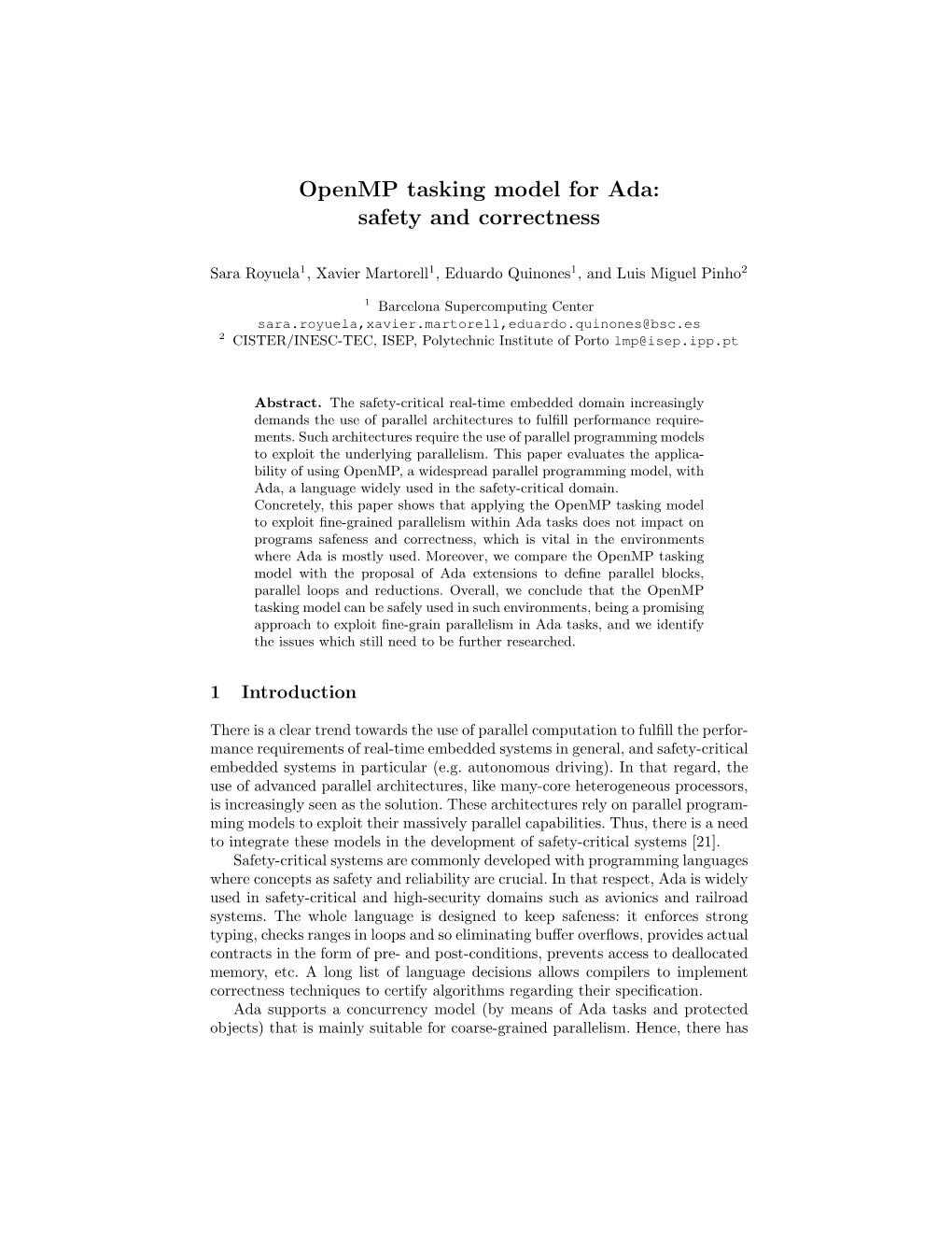 Openmp Tasking Model for Ada: Safety and Correctness