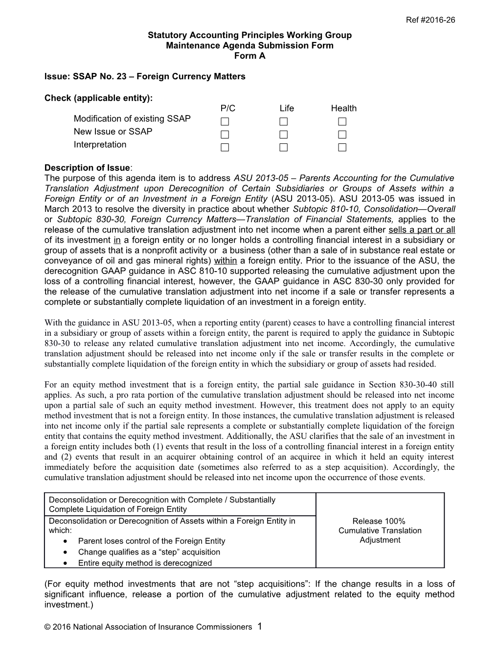 Statutory Accounting Principles Working Group s6