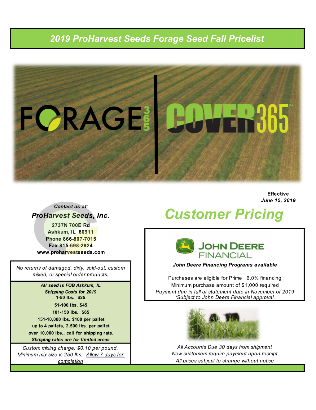 2019 Fall Forage Price Master Do Not Share