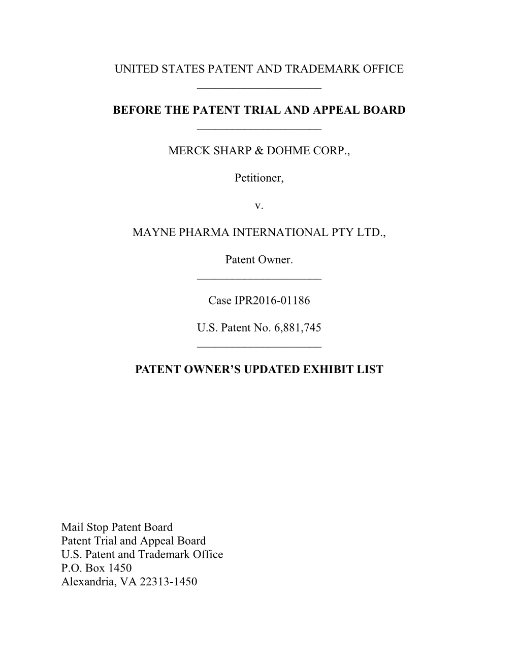 Before the Patent Trial and Appeal Board ______