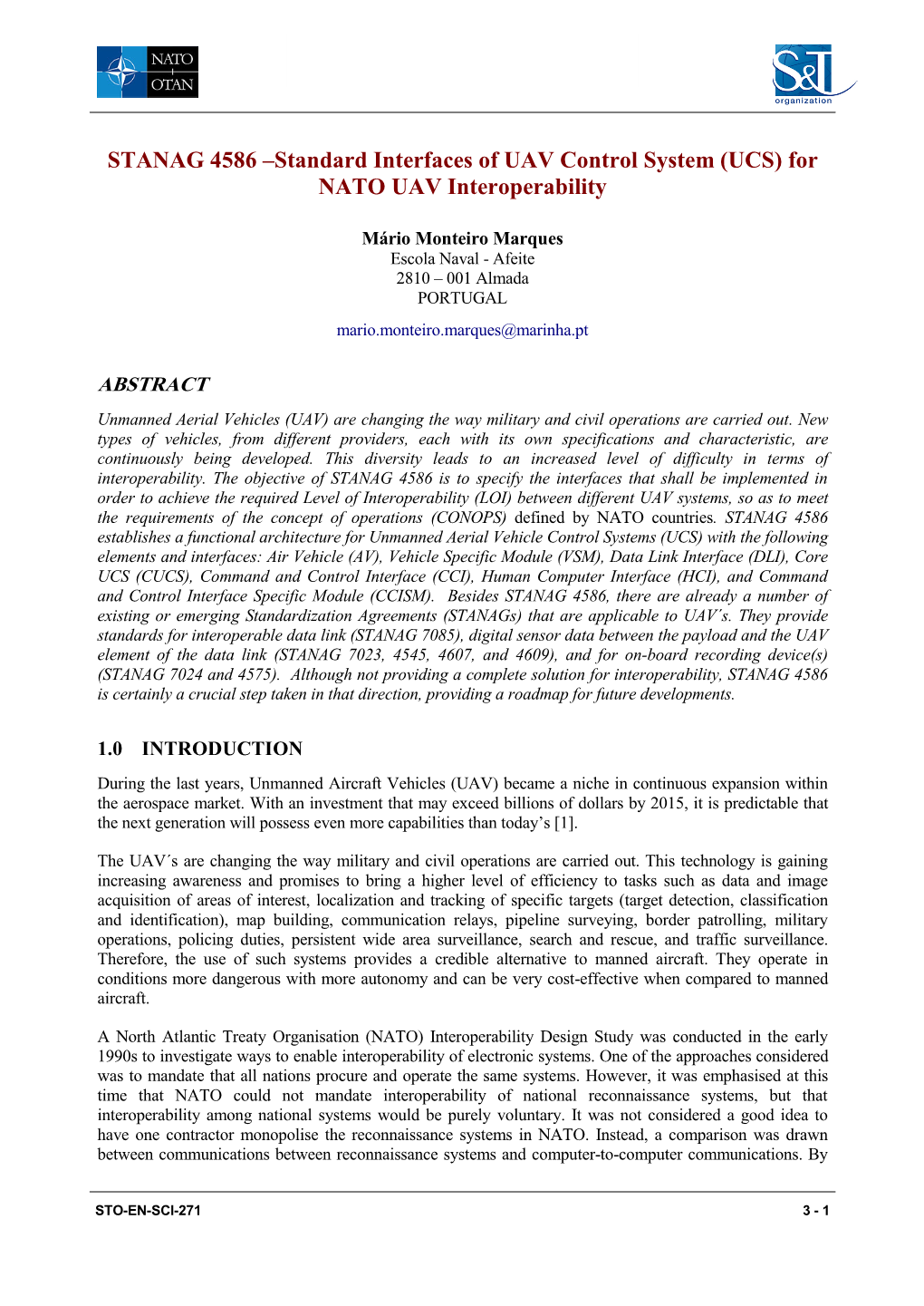 STANAG 4586–Standard Interfaces of UCS for NATO UAV Interoperability