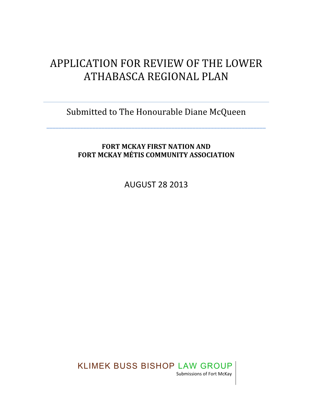 Application for Review of the Lower Athabasca Regional Plan