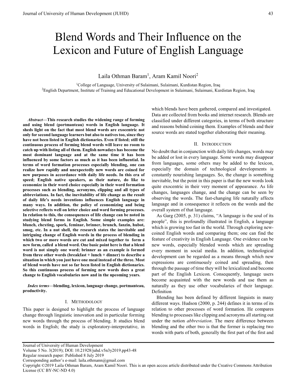 Blend Words and Their Influence on the Lexicon and Future of English Language