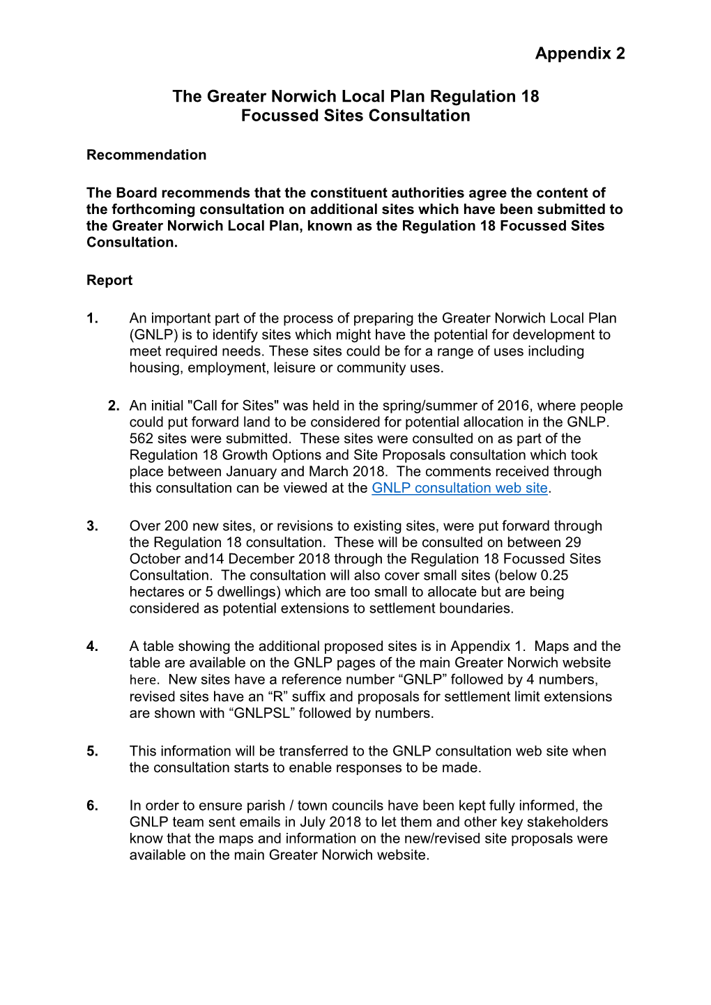 Appendix 2 the Greater Norwich Local Plan Regulation 18 Focussed