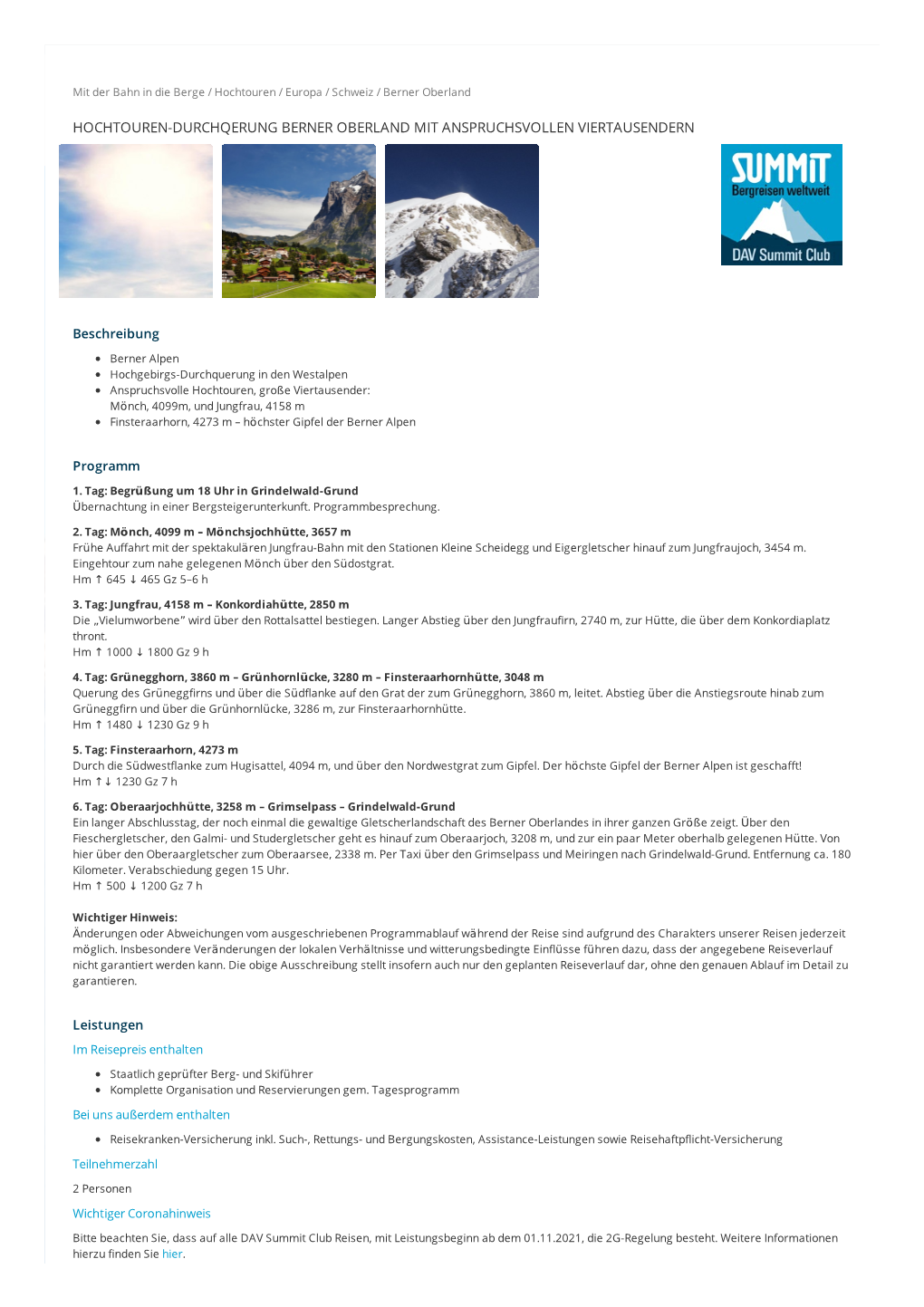 Hochtouren-Durchqerung Berner Oberland Mit Anspruchsvollen Viertausendern