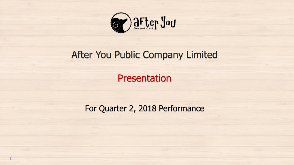 After You Public Company Limited Presentation