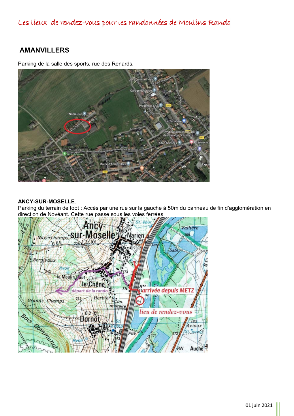 Les Lieux De Rendez-Vous Pour Les Randonnées De Moulins Rando