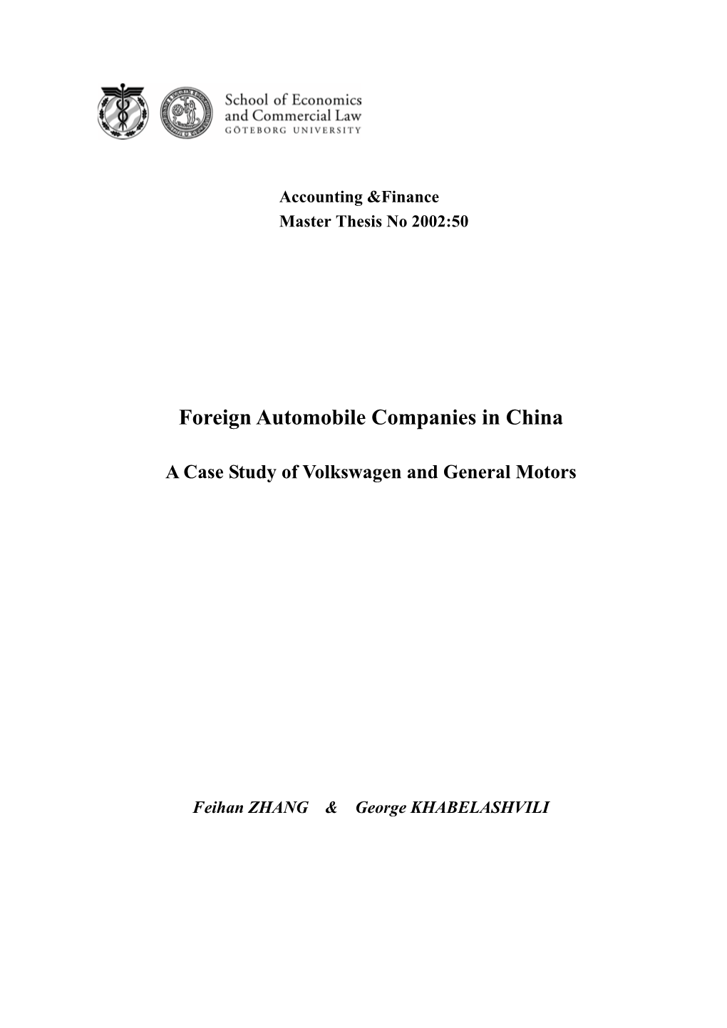 Foreign Automobile Companies in China