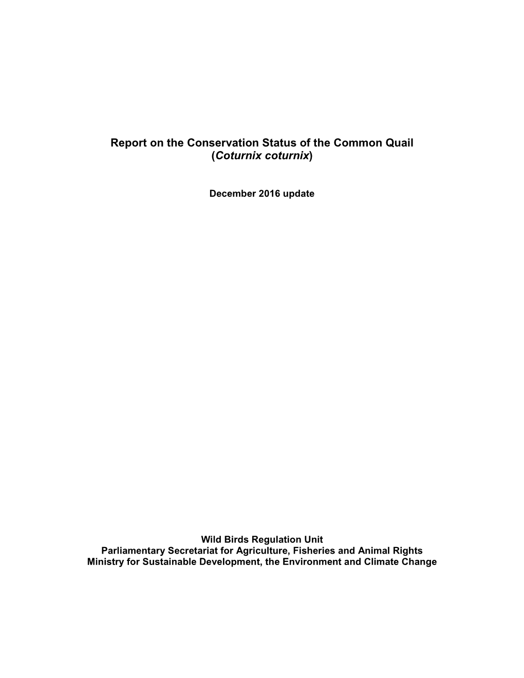 Conservation Status of Common Quail Nov 2016