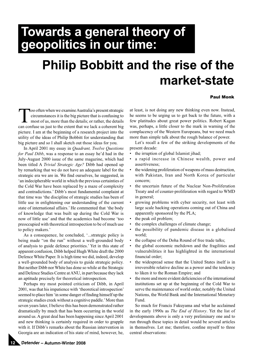 Philip Bobbitt and the Rise of the Market-State