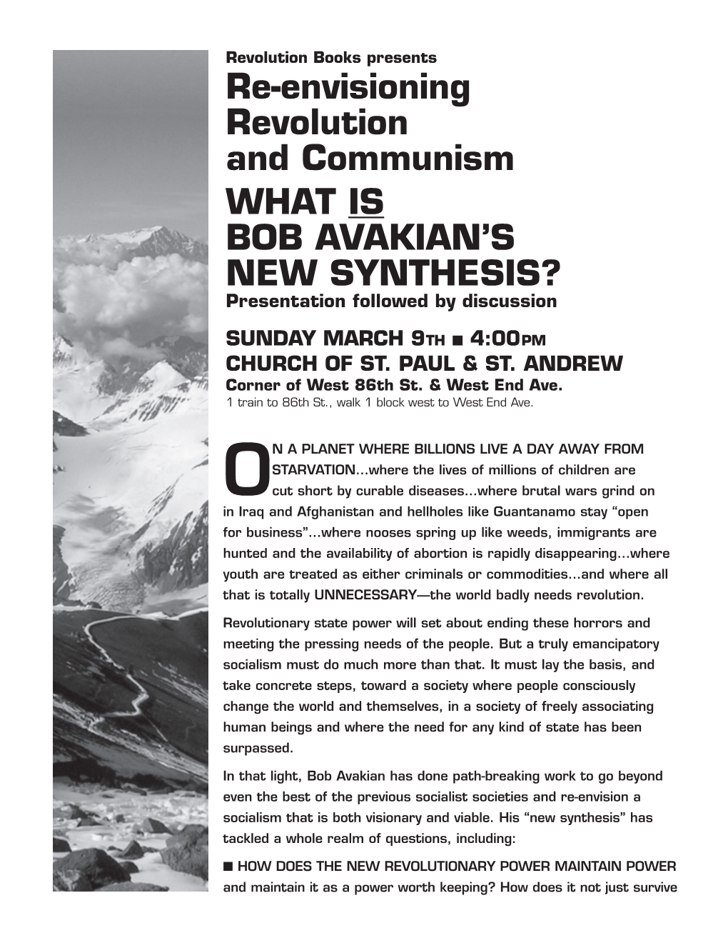 Re-Envisioning Revolution and Communism WHAT IS BOB AVAKIAN’S NEW SYNTHESIS? Presentation Followed by Discussion