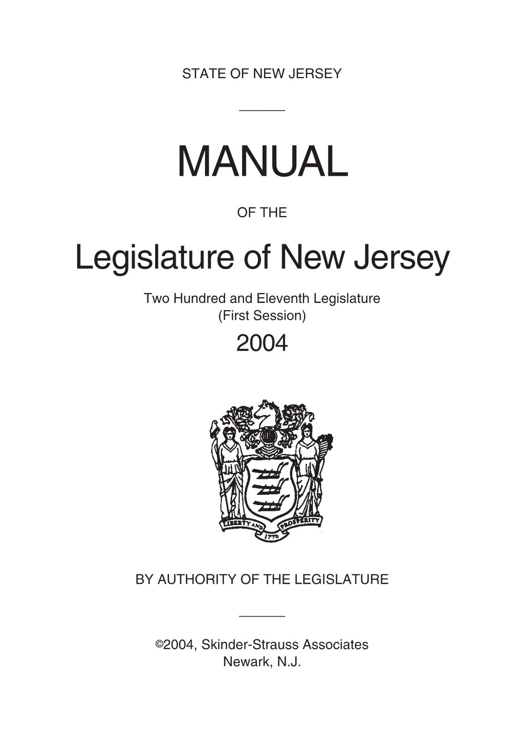 Manual of the Legislature of New Jersey