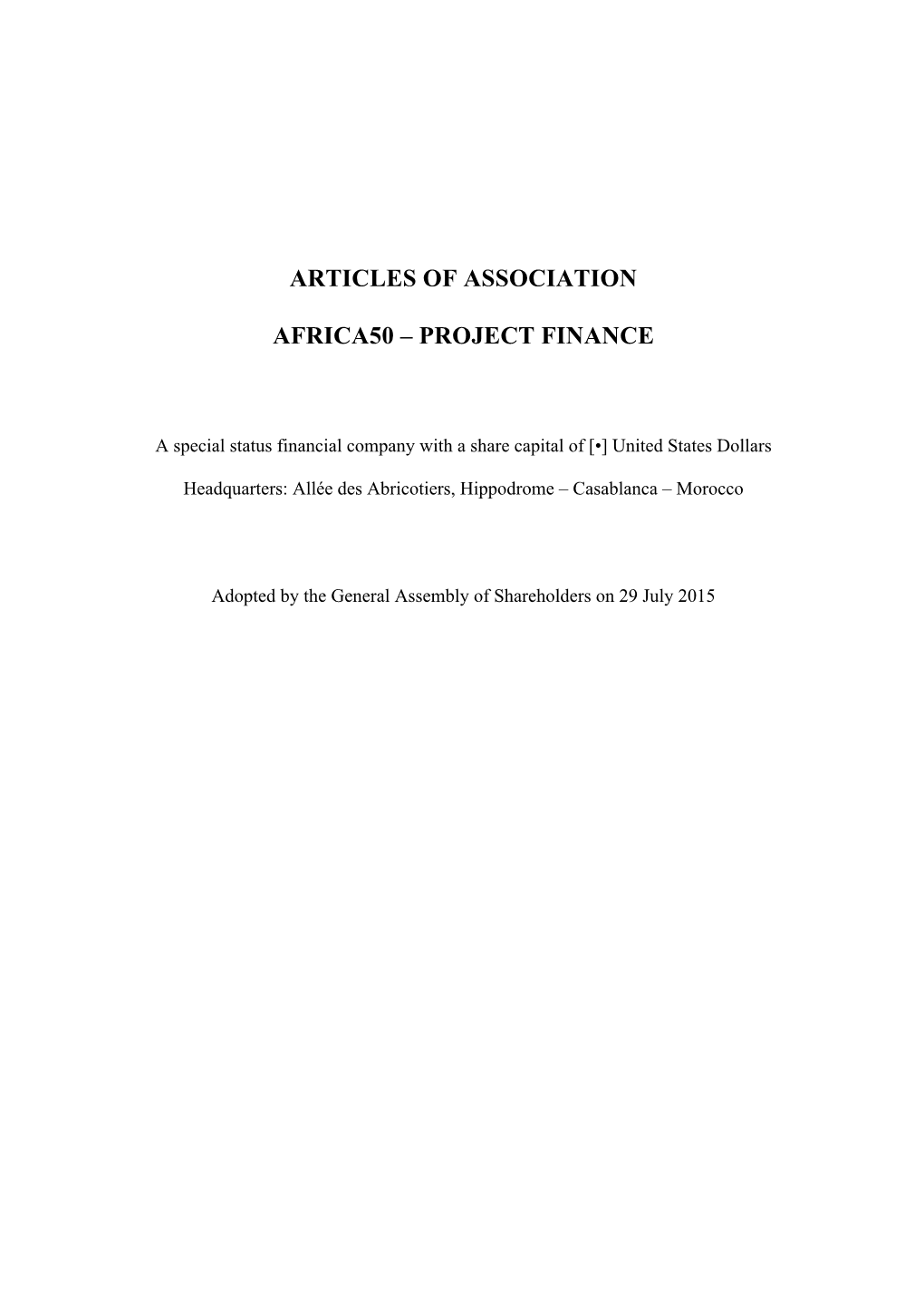 Africa50 PF--Articles of Association 200715 Final