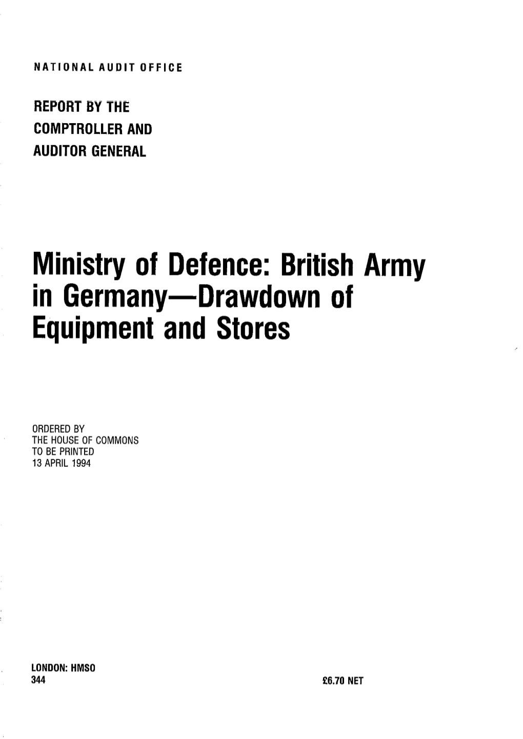 British Army in Germany – Drawdown of Equipment and Stores