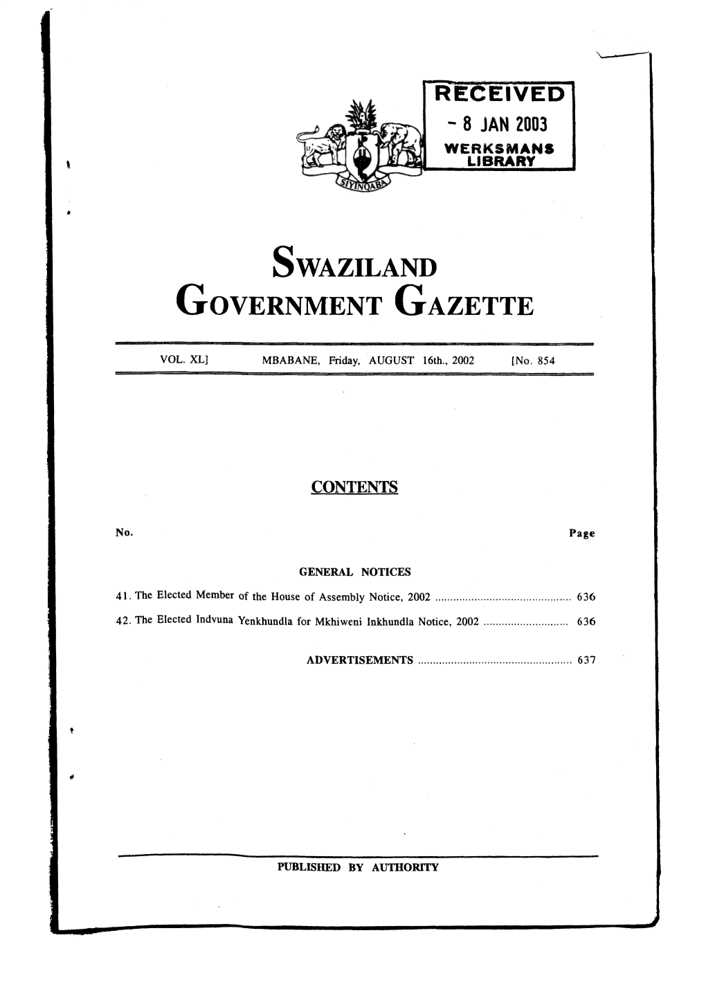 Swaziland Government Gazette