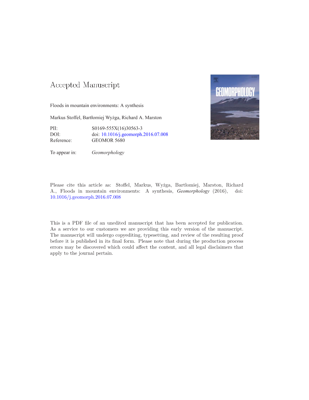 Floods in Mountain Environments: a Synthesis