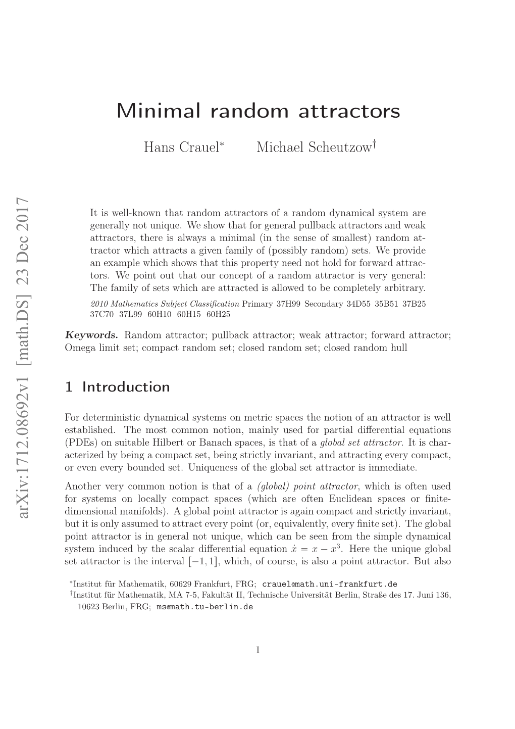 Minimal Random Attractors