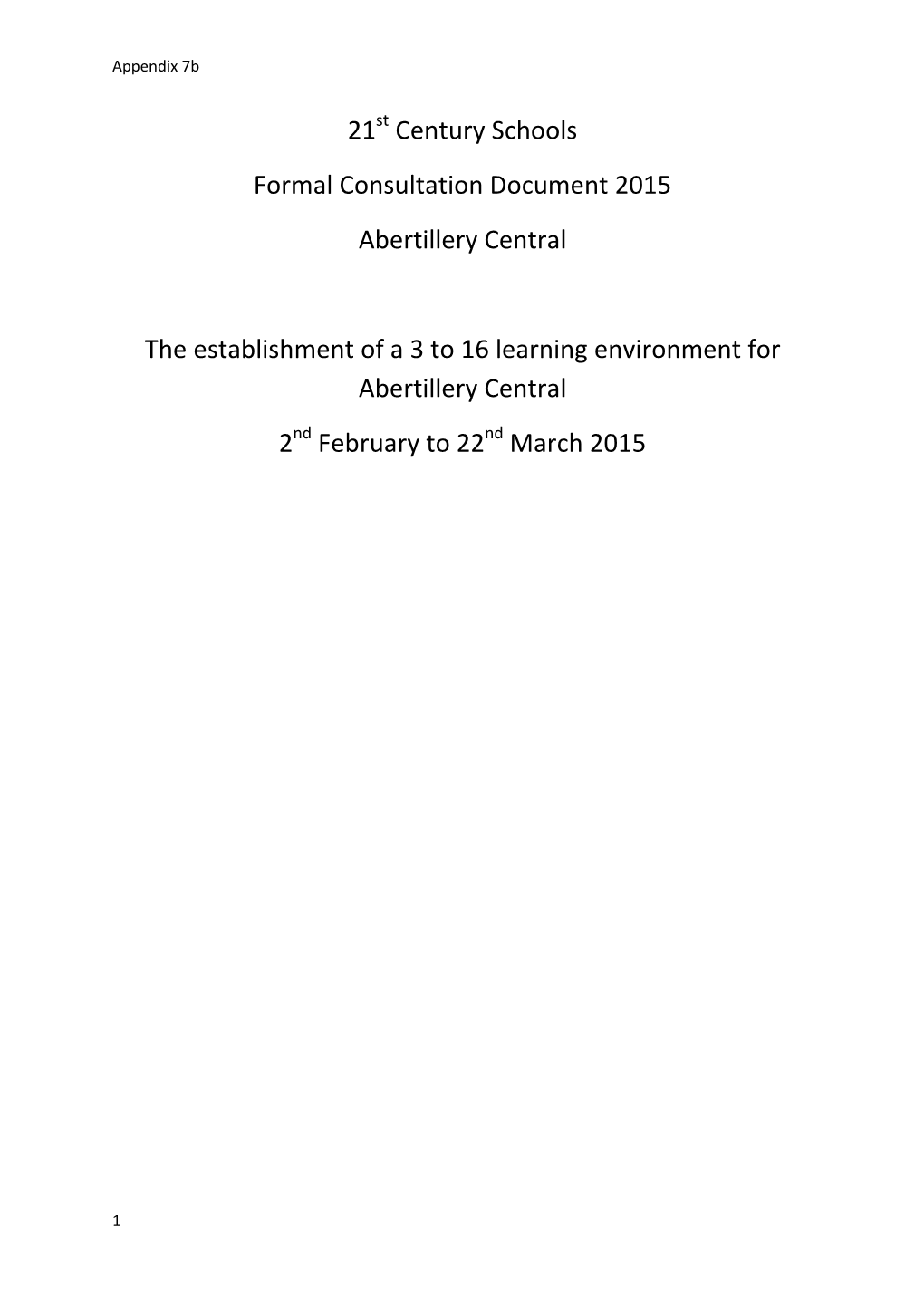 21 Century Schools Formal Consultation Document 2015