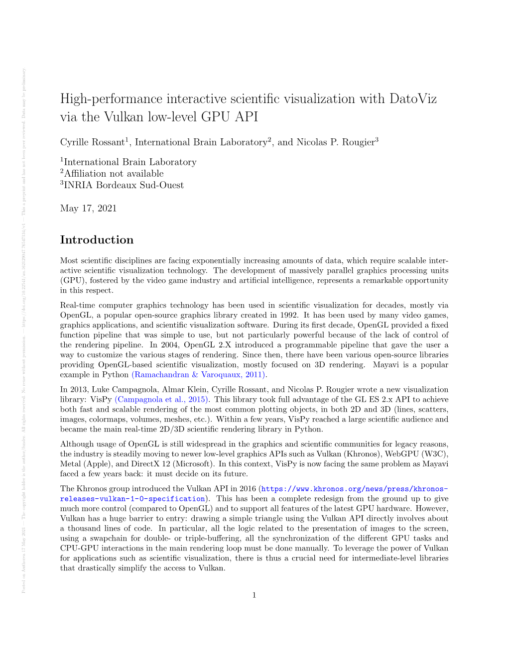 High-Performance Interactive Scientific Visualization with Datoviz Via the Vulkan Low-Level GPU