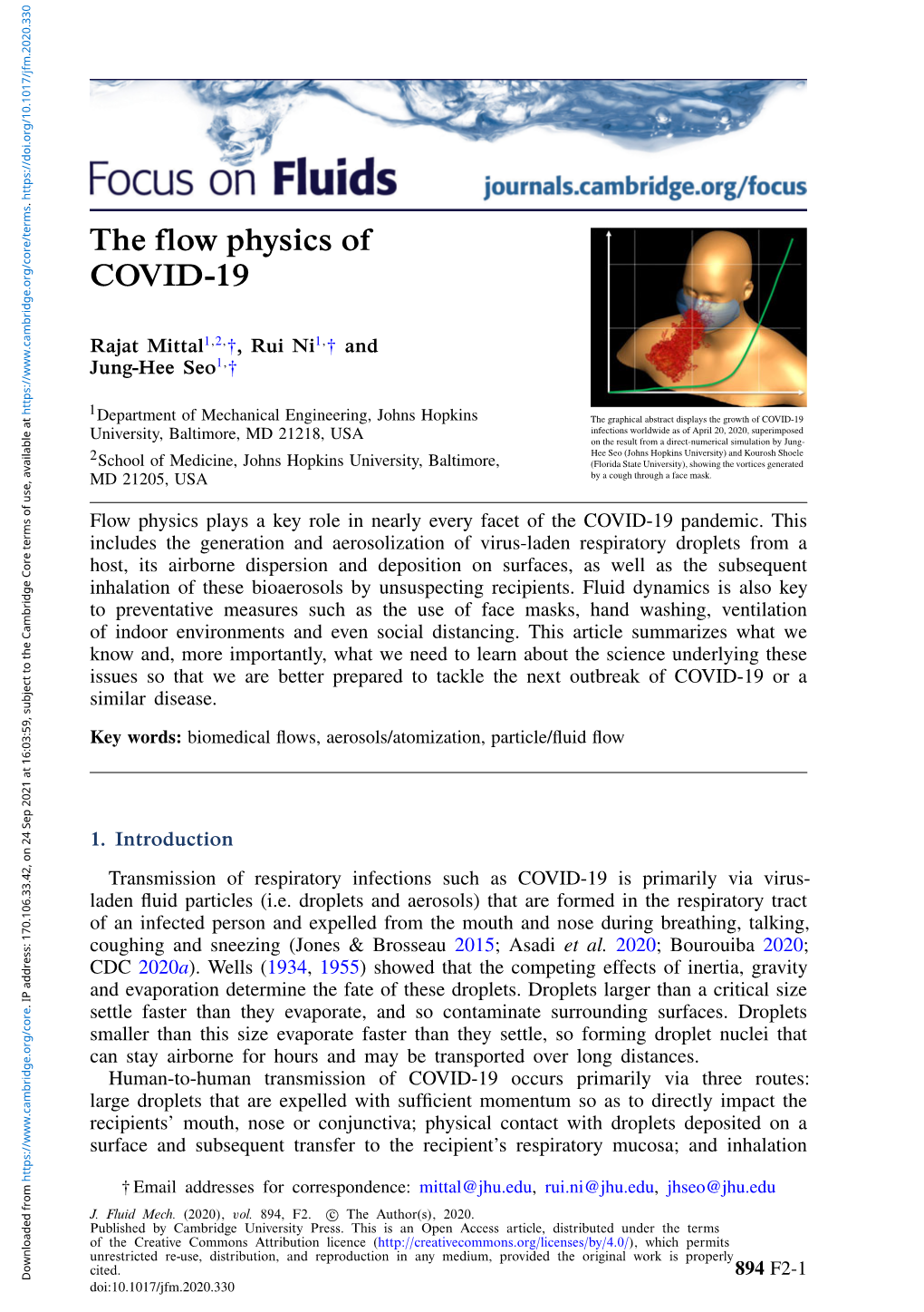 The Flow Physics of COVID-19