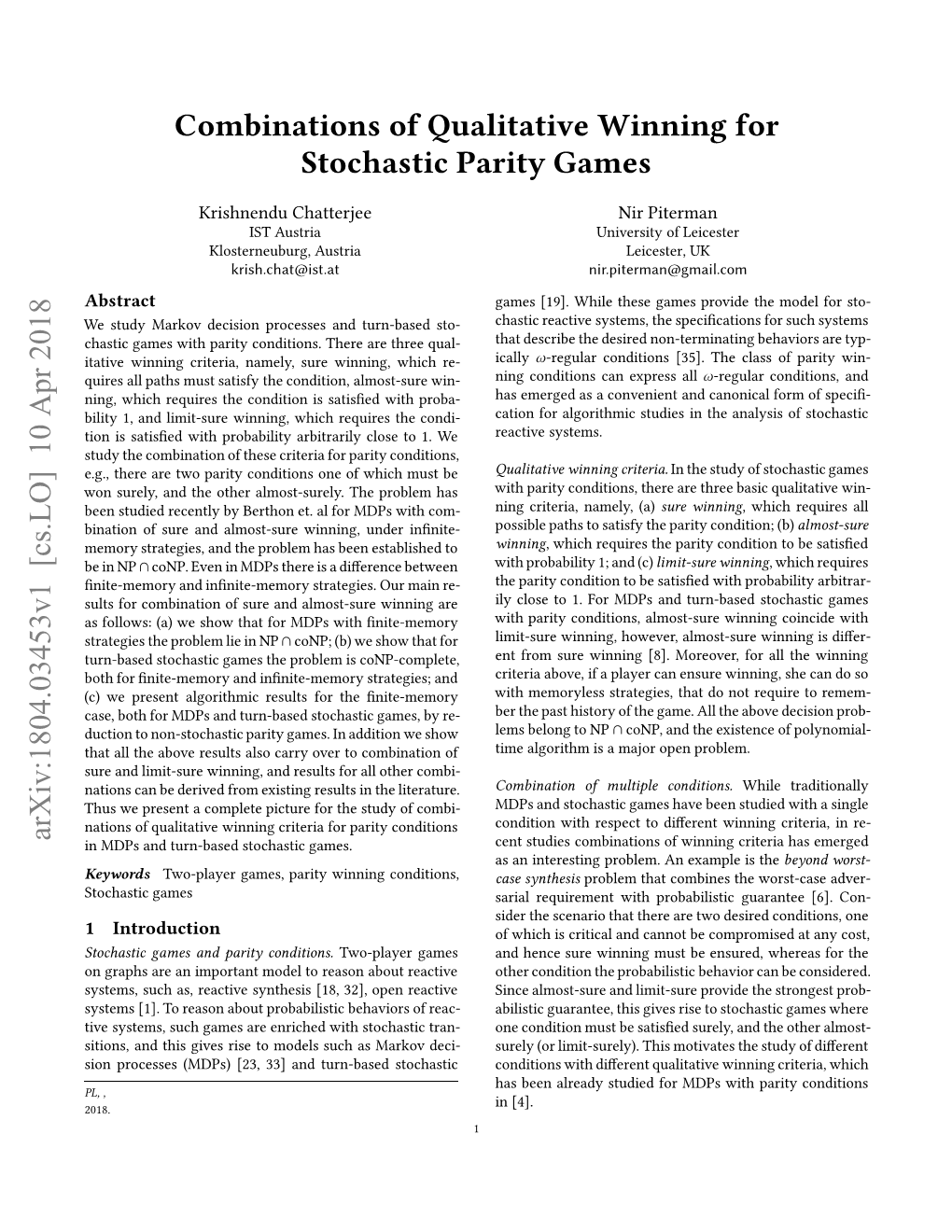 Combinations of Qualitative Winning for Stochastic Parity Games