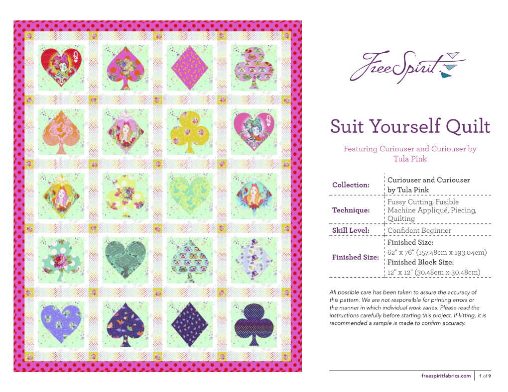 Suit Yourself Quilt Featuring Curiouser and Curiouser by Tula Pink