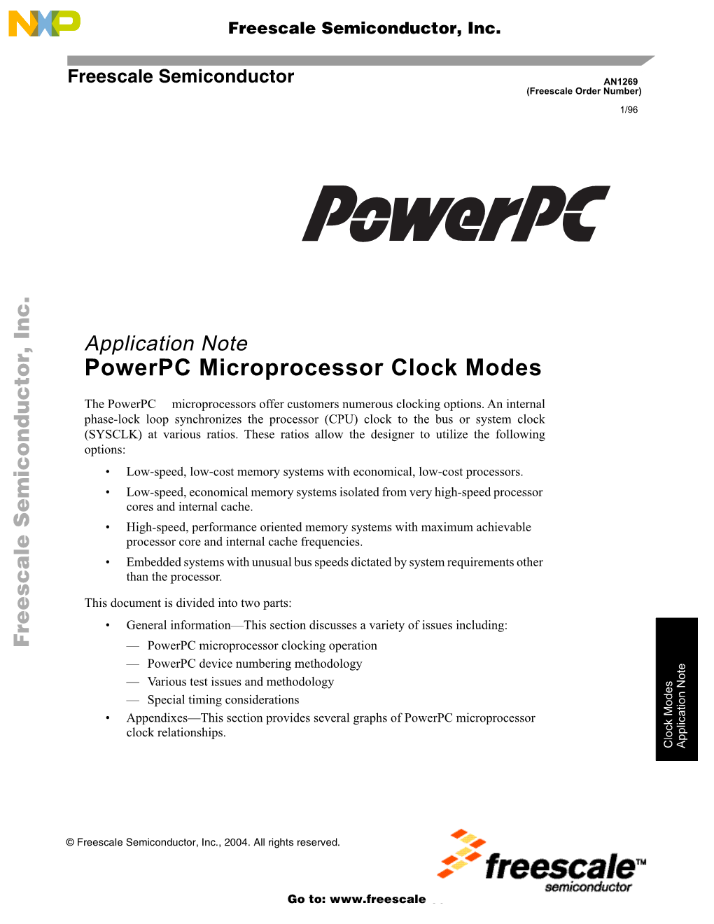 AN1269: Powerpc Microprocessor Clock Modes