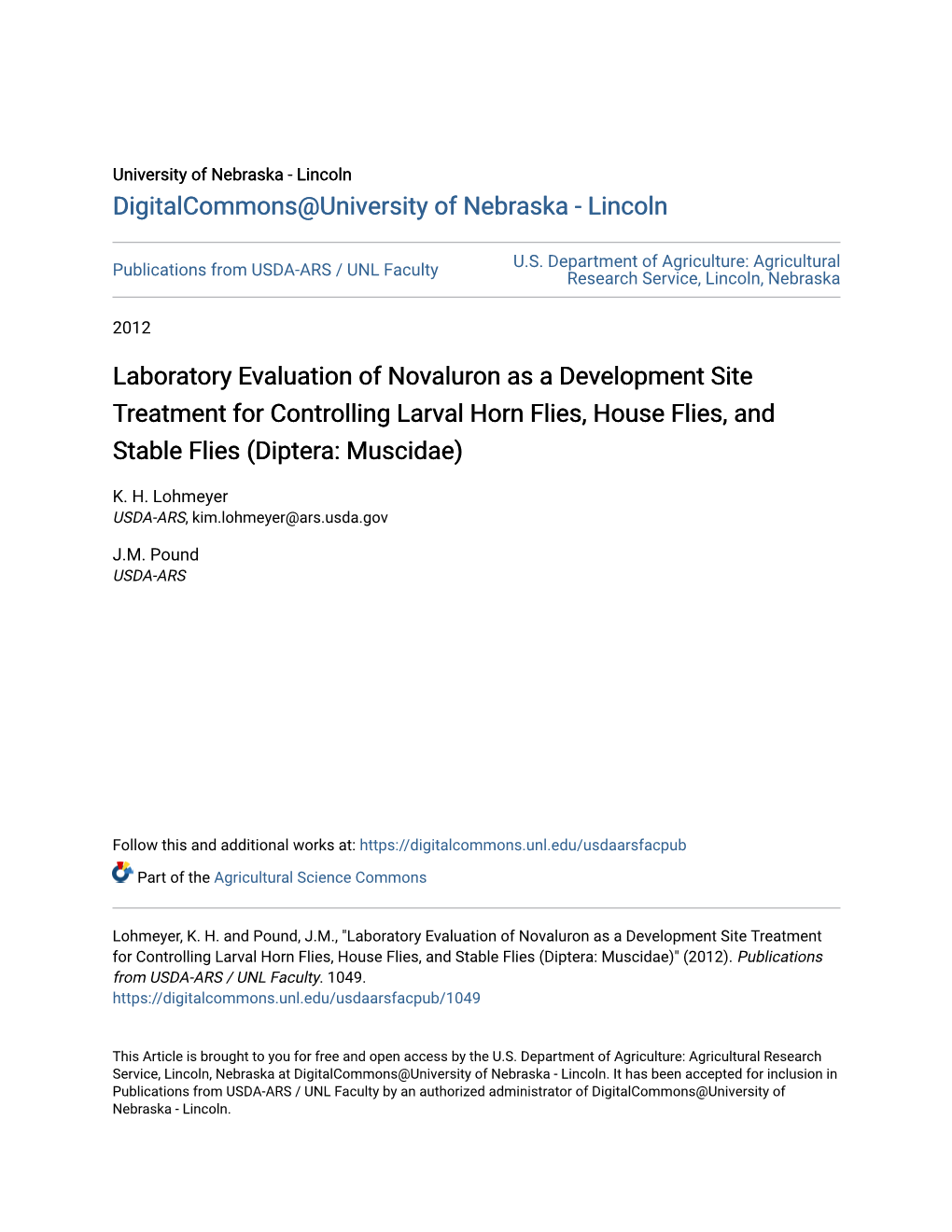 Laboratory Evaluation of Novaluron As a Development Site Treatment for Controlling Larval Horn Flies, House Flies, and Stable Flies (Diptera: Muscidae)