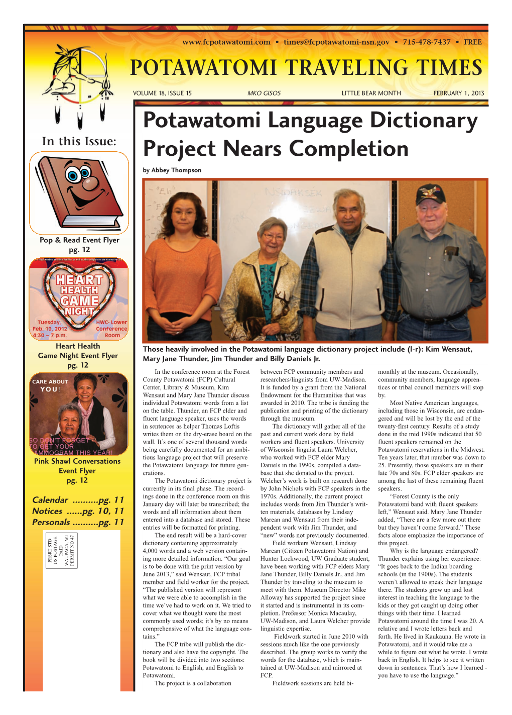 Potawatomi Language Dictionary Project Nears Completion