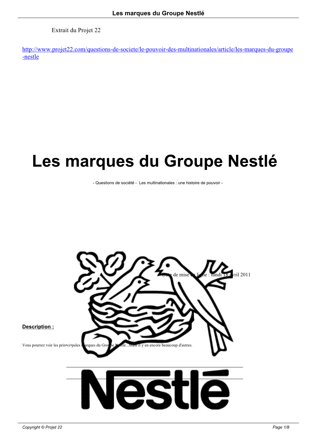 Les Marques Du Groupe Nestlé