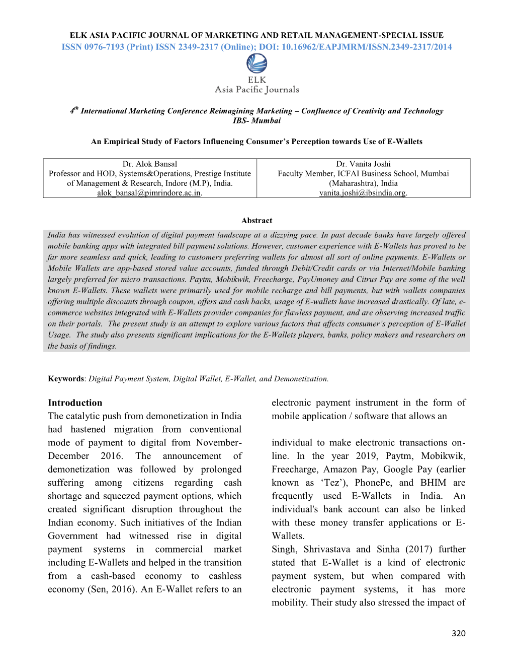 An Empirical Study of Factors Influencing Consumer's Perception